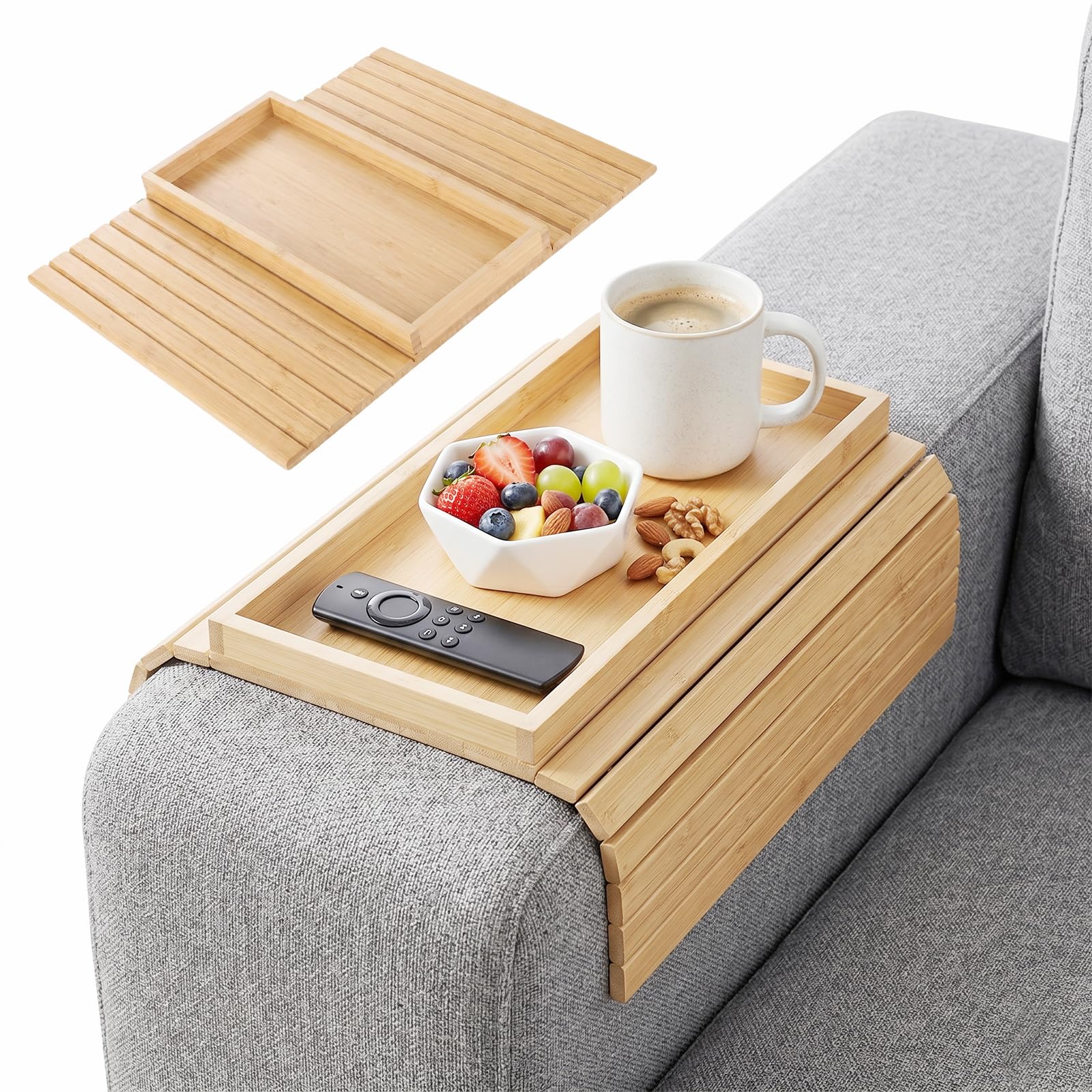 Plateau de canapé Hozl pliable et antidérapant pour accoudoir de salon