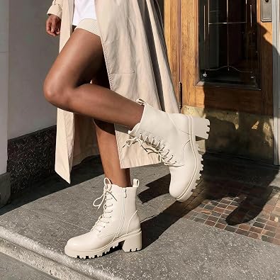 DREAM PAIRS Women's Ankle Boots Lace Up Combat Booties