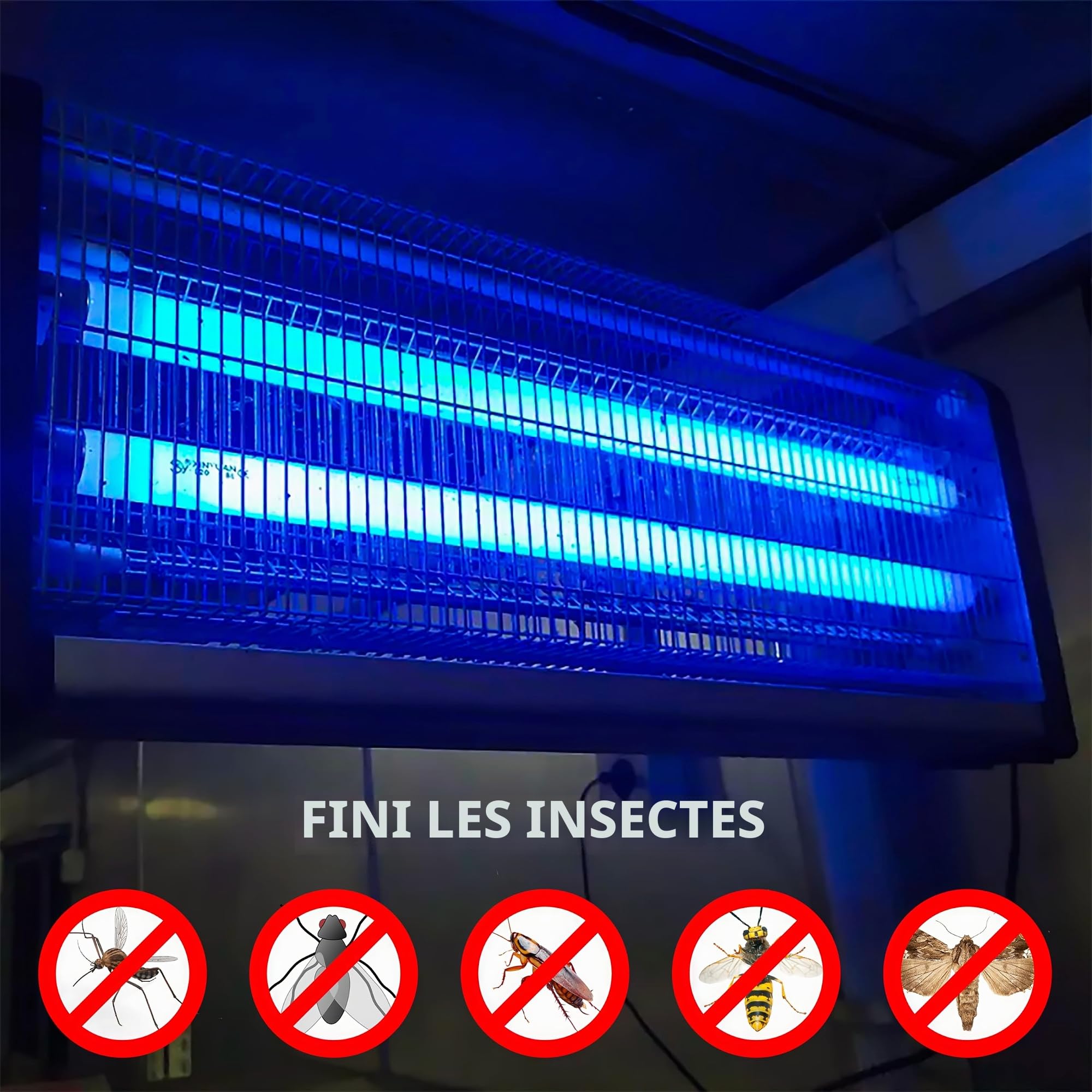 V-TAC Lampe Anti Moustique Électrique 30W avec 100 m² de Zone d'action - Slim Design - Moustiquaire Électrique avec Tubes Bleu UV pour Intérieur et Extérieur - Piège Contre Moustiques et Insectes