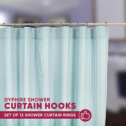 Miniatura 7 de Ganchos de cortina de ducha de níquel a prueba de óxido (juego de 12)  Anillos de cortina de ducha de acero inoxidable con bolas antideslizantes