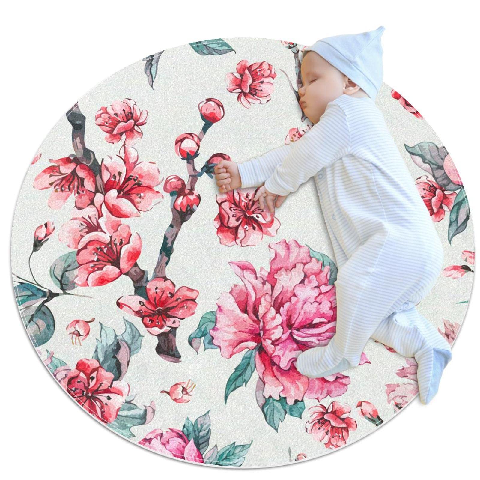 Tapis rond romantique aux roses pour créer un nid douillet et poétique chez vous