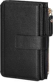 Women Wallet with RFID Blocking,Soft PU Leather Wallet for Women with ID Window, Coin Pocket & 16 Card Slots, Compact Travel Wallet Card Holder With Gift-Box, Black