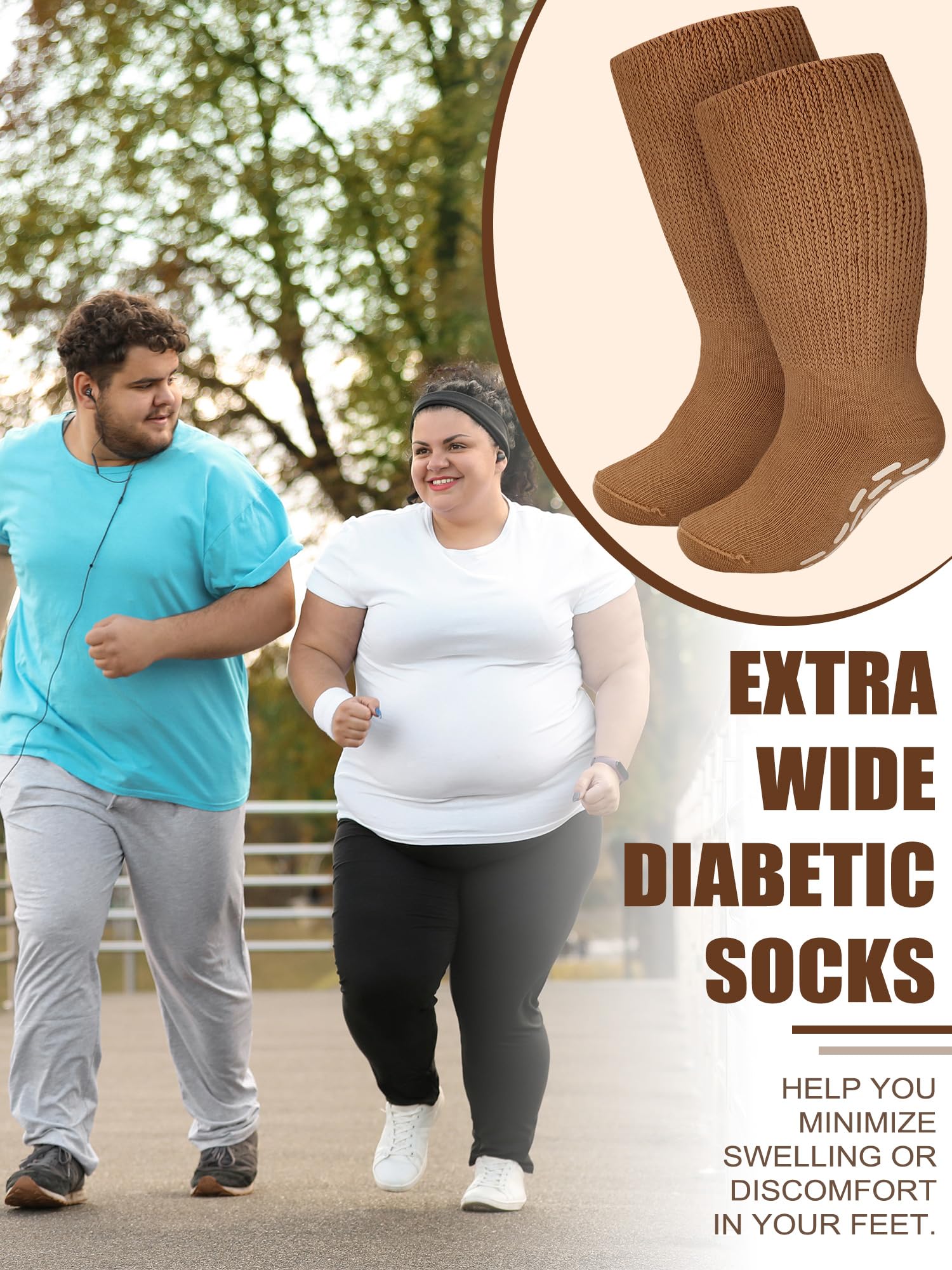 8 pares de calcetines para diabéticos para hombre y mujer, calcetines hinchados de algodón y poliéster, ajuste holgado