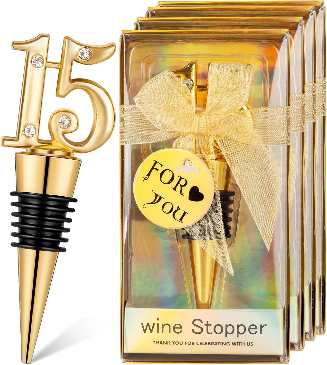 24-Pack 40 Wine Bottle Stopper for 40th Birthday Party Favors Decoration 40 years old Wine Stopper Fun Gift for Wine Lovers (Gold 40th)