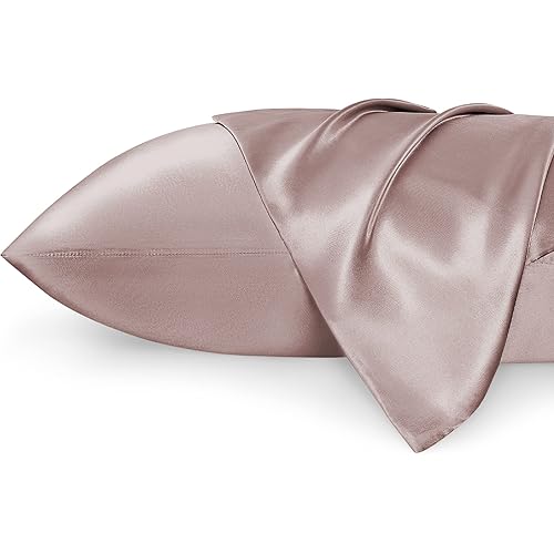 Bedsure King Size Satin Pillowcase Set of 2 - Dusty Rose Silk Pillow Cases for Hair and Skin 20x36 inches, Satin Pillow Covers 2 Pack with Envelope Closure, Gifts for Women Men