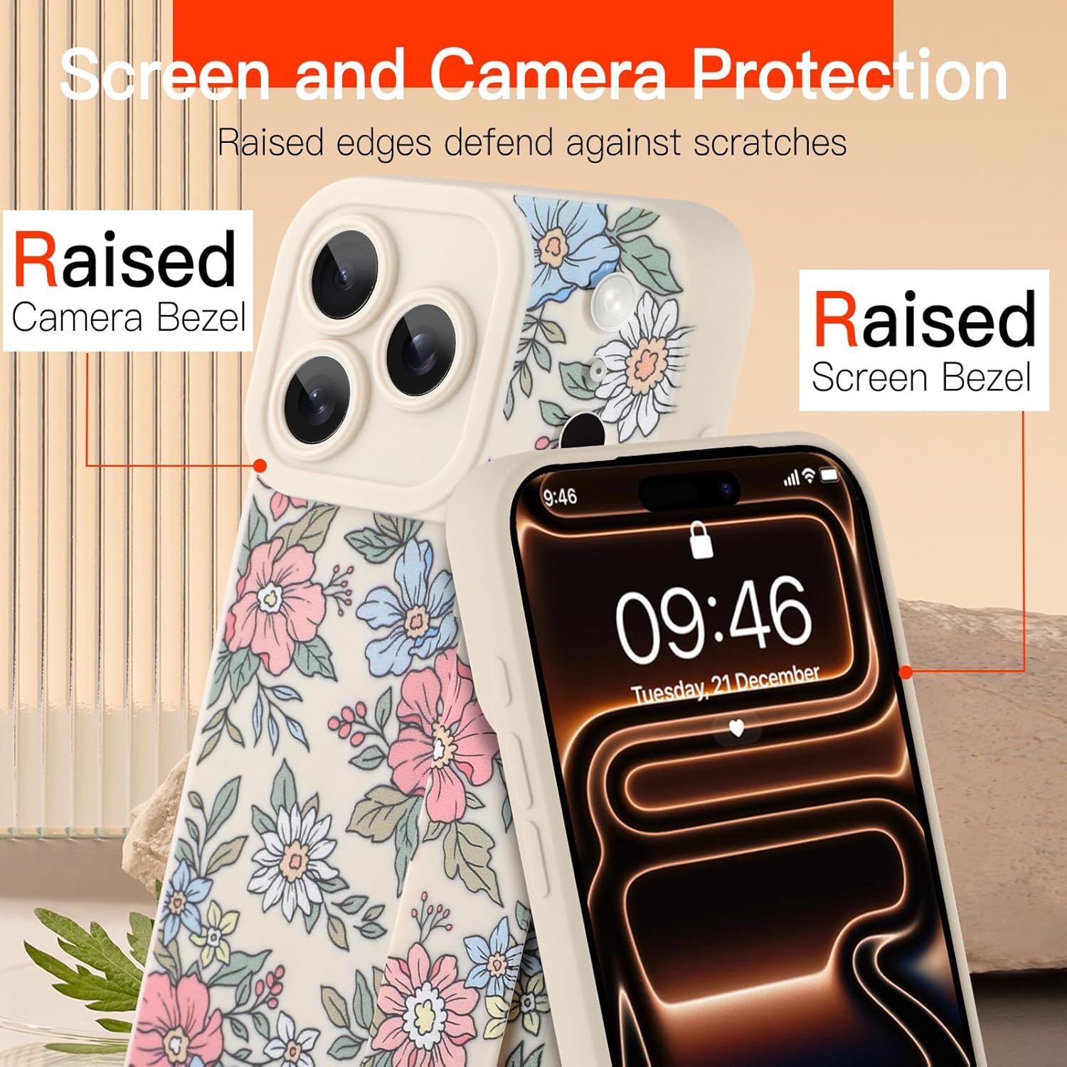 Compatible with iPhone 17 Pro Max Case with Strap, Cute Floral Design for Women Girls, Soft TPU Silicone Protective Case, Adjustable Wristband Kickstand Raised Camera Protection Cover, White - Image 4