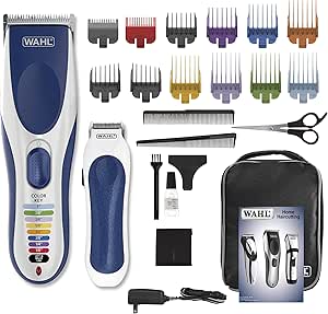 Wahl Color Pro — Tondeuse pour hommes fil/sans fil, sabots codés par couleur, mini-tondeuse de précision, voltage mondial et étui (Mod. 3193)