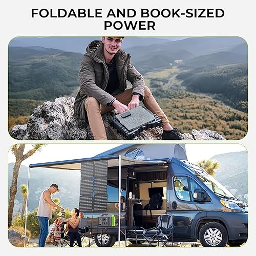 Vista 43 de EnginStar Generador solar, estación de energía portátil de 300 W, batería de litio de 296 Wh de respaldo con dos salidas de CA de onda sinusoidal