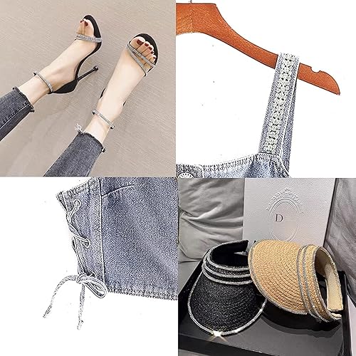 Miniatura 4 de Cadena brillante de 3 filas de diamantes de imitación con diamantes de imitación de 0.098 y 0.157 pulgadas para costura, manualidades, bodas,