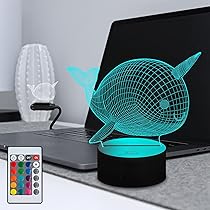 Masshomi Balena LED Luce Notturna 16 Cambio Colore Touch Telecomando USB Carica Lampada Portatile per Soggiorno Lampada Nursery Balena Animale Decor