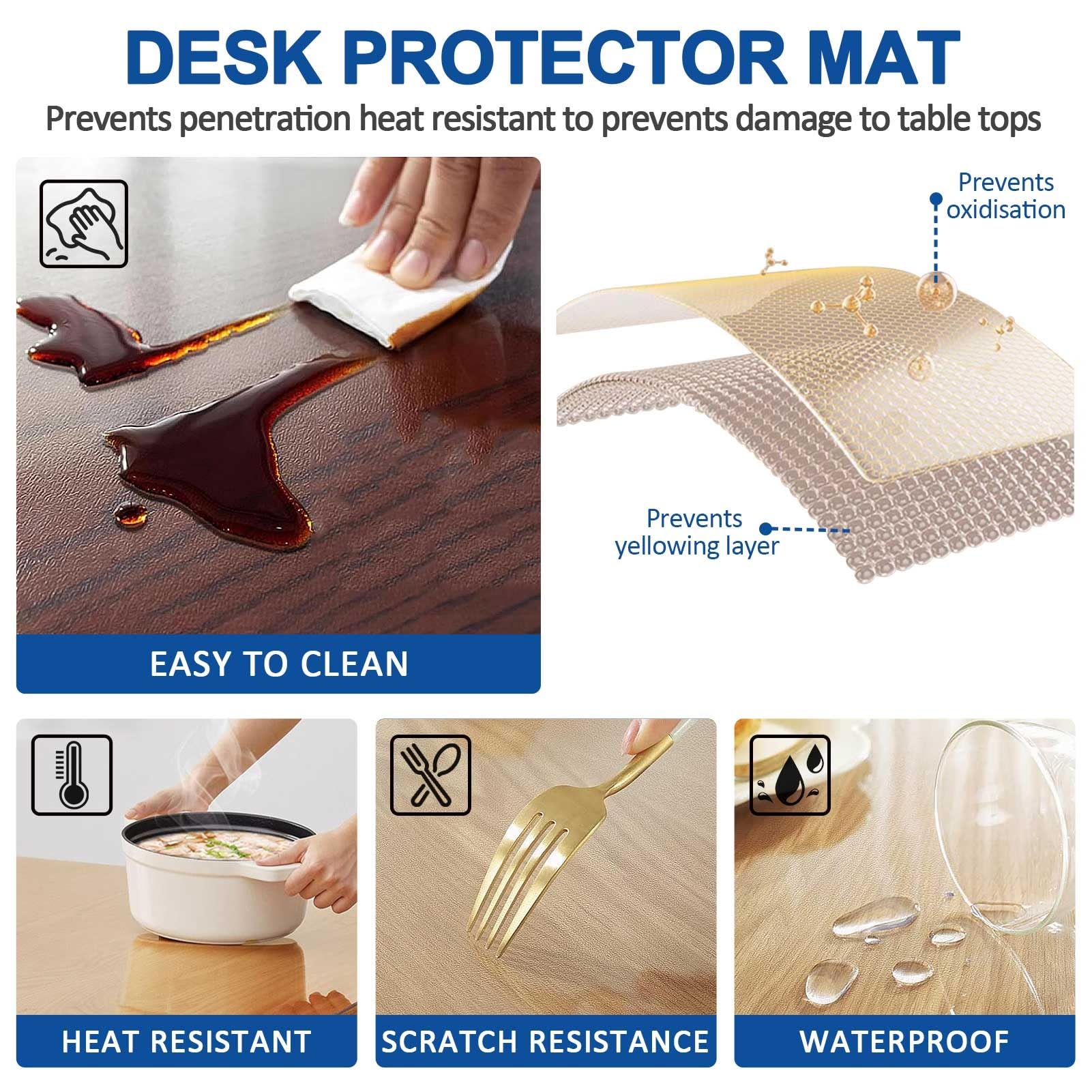 Protezione trasparente per tavolo satinato, spessore 2 mm in plastica impermeabile e lavabile, in PVC, tappetino protettivo da scrivaniainodore per tavoli da pranzo, scrivanie, tavolini da caffè(Diame