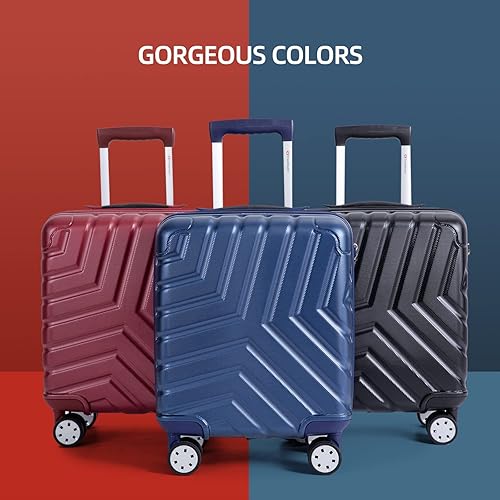Vista 8 de Travelhouse Maleta de viaje rígida equipaje de mano de 16 pulgadas con ruedas giratorias universales silenciosas de avión, bloqueo TSA ligero