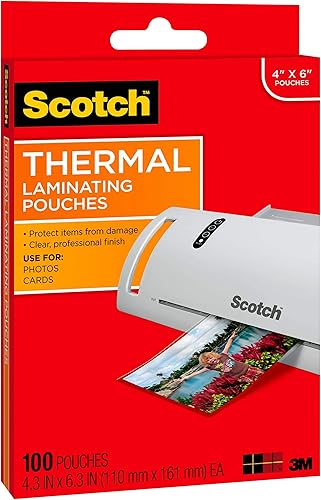 Miniatura 3 de Scotch Bolsas de laminación térmica, 5 mil de grosor para protección adicional, 4.3 pulgadas x 6.3 pulgadas, 100 bolsas (TP5900-100)