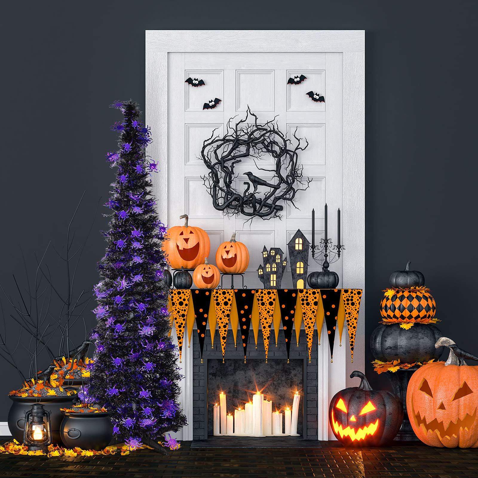 Amazon.co.jp: 5フィート ハロウィンツリー ブラック ティンセル