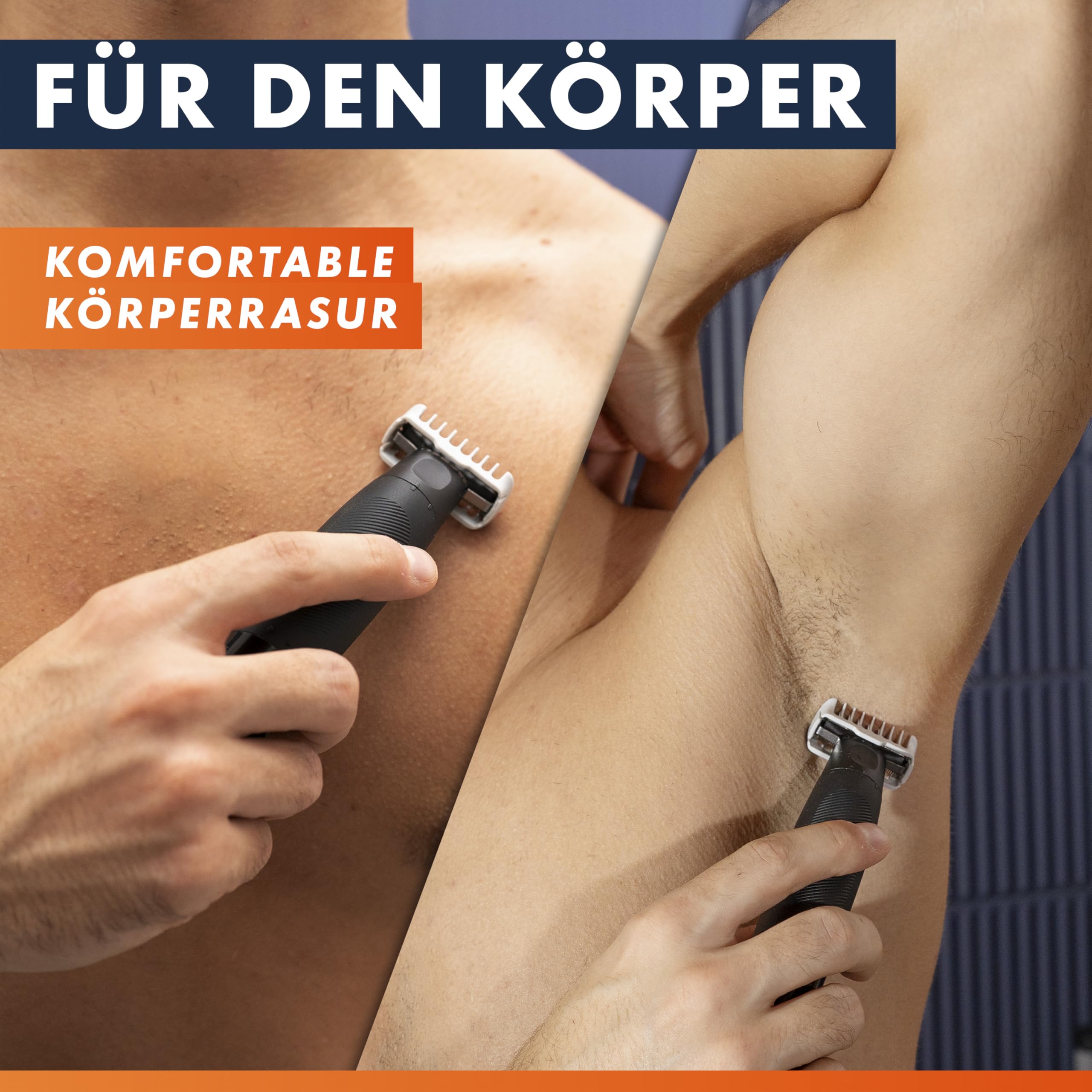Gillette Fusion One Hybrid Rasierer Herren Elektrisch, Schwarz - Barttrimmer Und Körperrasierer, Bodygroom, 45-Min Akku, Powered von Braun, Wasserdichter Trimmer, Inkl. 3 Kammaufsätze Und 1 Körperkamm