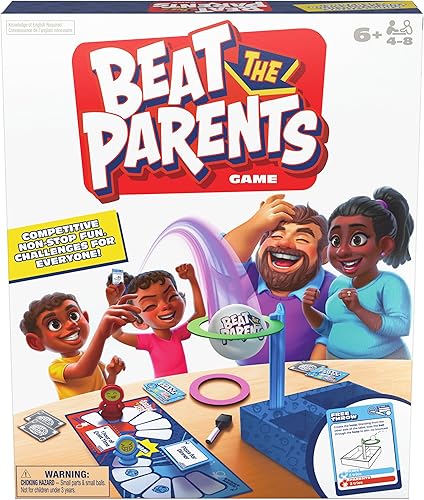 Spin Master Games, Beat The Parents, edición 2025 con nuevos desafíos y cartas, juego familiar de competencia amistosa, noche de juegos familiares,