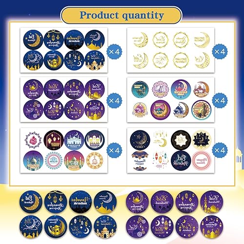 Miniatura 5 de 192 calcomanías de Ramadán Kareem Eid Mubarak, etiquetas de regalos para musulmanes islámicos, Ramadán Mubarak, calcomanías para fiesta de Eid,