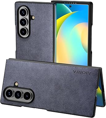 AIORIA for Samsung Galaxy Z Fold 7 Case, Premium Leather Phone Cover Retro Design Full Protective Case for Samsung Galaxy Z Fold 7 Fold7 5G Gray, Z Fold 7
