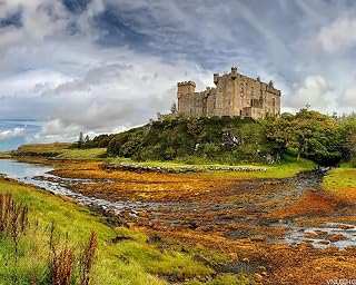 VNUIEHG DIY Paint by Numbers Medieval Fortress Dunvegan Castle Isle of Skye Scotland Canvas Painting Set with Acrylic Pigment Paintbrush for Adults Beginners Artwork Gift 16" x 20"