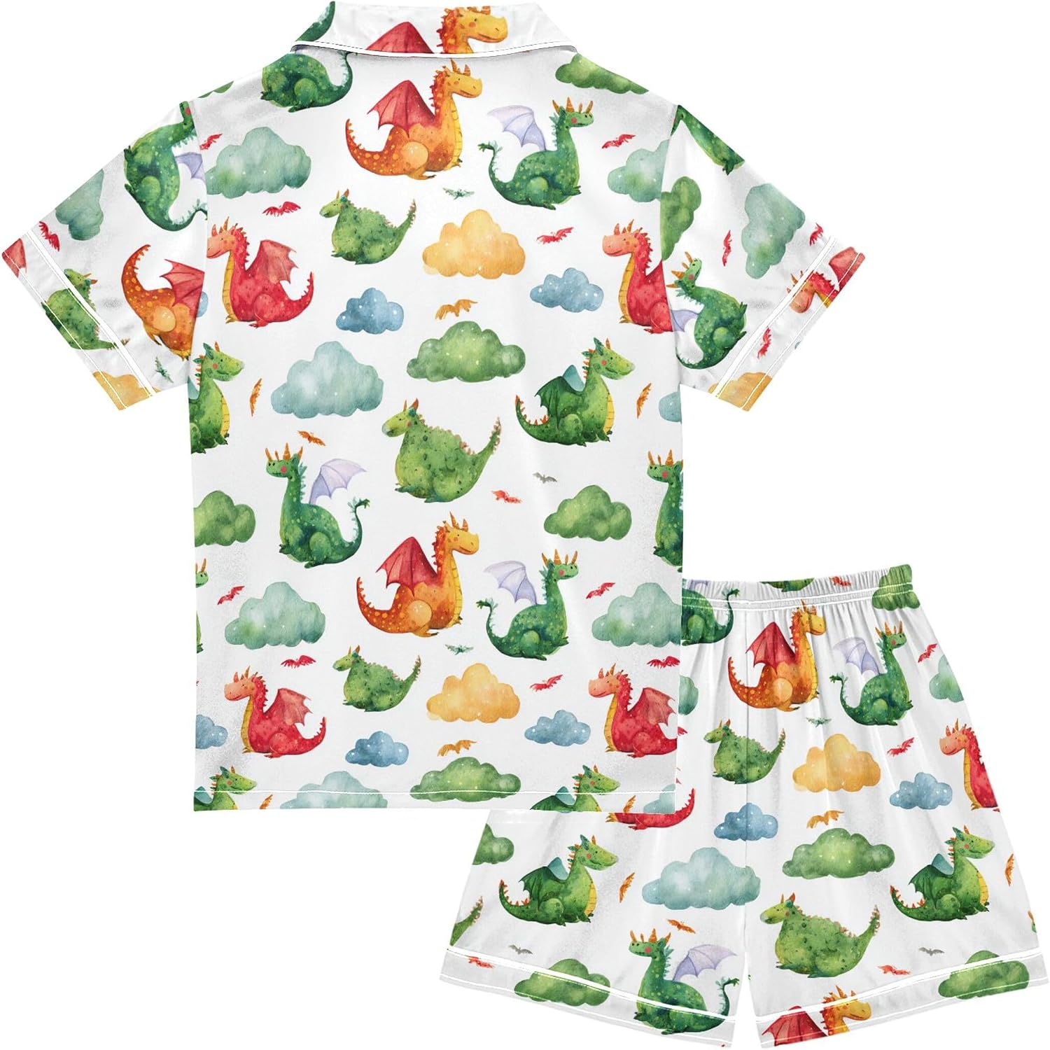 Silk Pajama Sets Short Sleeve Pajamas Soft Sleepwear 2 Piece Pjs Set