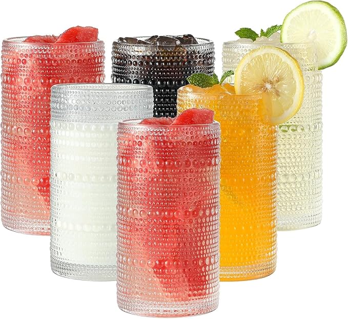 Set de 6 Vasos Hobnail de Vidrio Transparente con Diseño en Relieve, 15 Oz miniatura 5