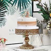 Vista 4 de GMWD Juego de soportes dorados para tartas, mesa de postres de metal, pedestal, soporte para cupcakes, plato de dona, bandeja para servir decoración