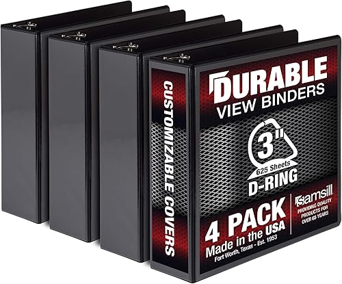 Vista 71 de Samsill Carpeta duradera de 1.5 pulgadas, fabricada en los Estados Unidos, carpeta de anillos en D, carpeta transparente personalizable, surtido