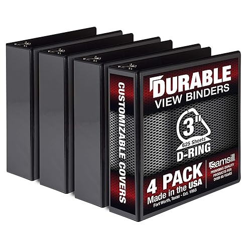 Vista 17 de Samsill Carpeta duradera de 3 anillos de 1 pulgada, fabricada en Estados Unidos, carpeta de anillos en D, cubierta transparente personalizable