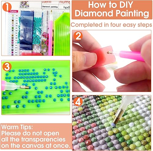 Miniatura 6 de Wergund - Kits de pintura de diamantes para atrapasueños de lobo, kits de pintura de diamantes para adultos y niños, bordado de diamantes de