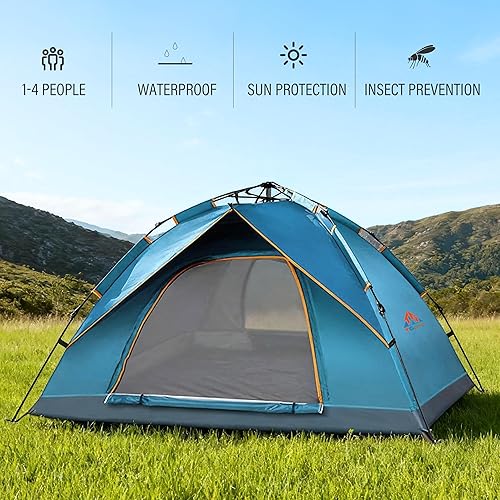 Miniatura 3 de Tienda de campaña impermeable de instalación rápida para 4 personas con red de insectos, tienda de campaña desplegable instantánea para acampar y