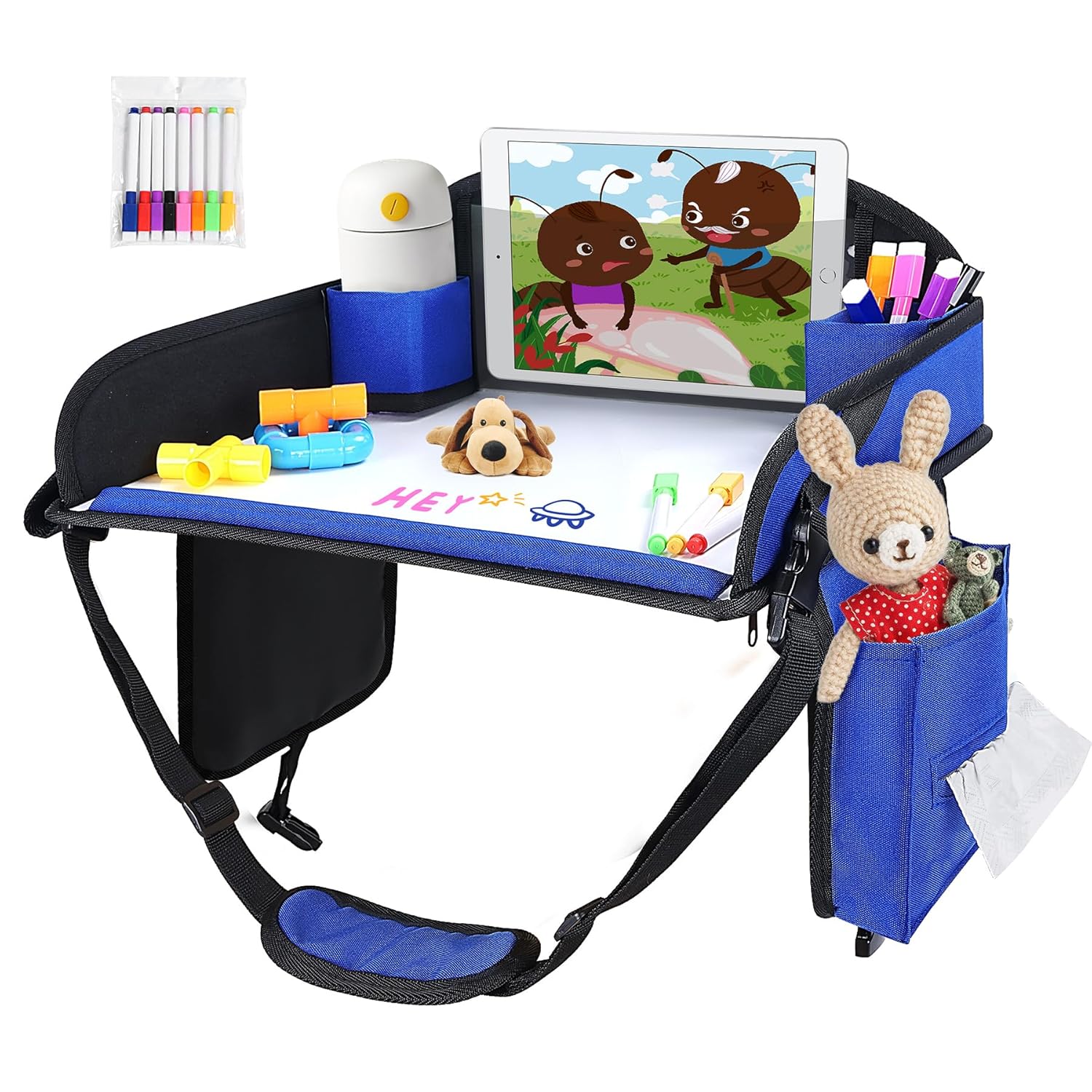 Travel Tray for Kids: Car Seat Organizer with Dry Erase Board Travel Tray for Kids: Car Seat Organizer with Dry Erase Board