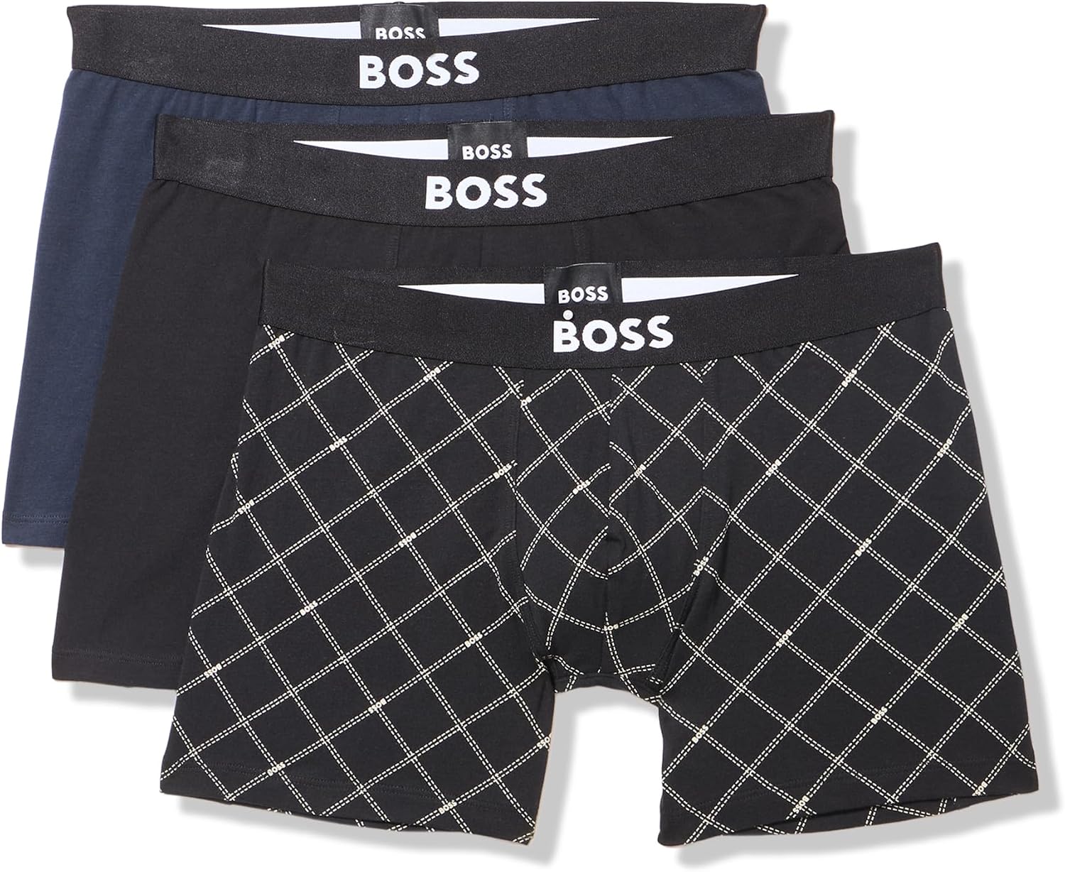BOSS Men's Bold Logo 3 Pack Smooth Boxer Briefs