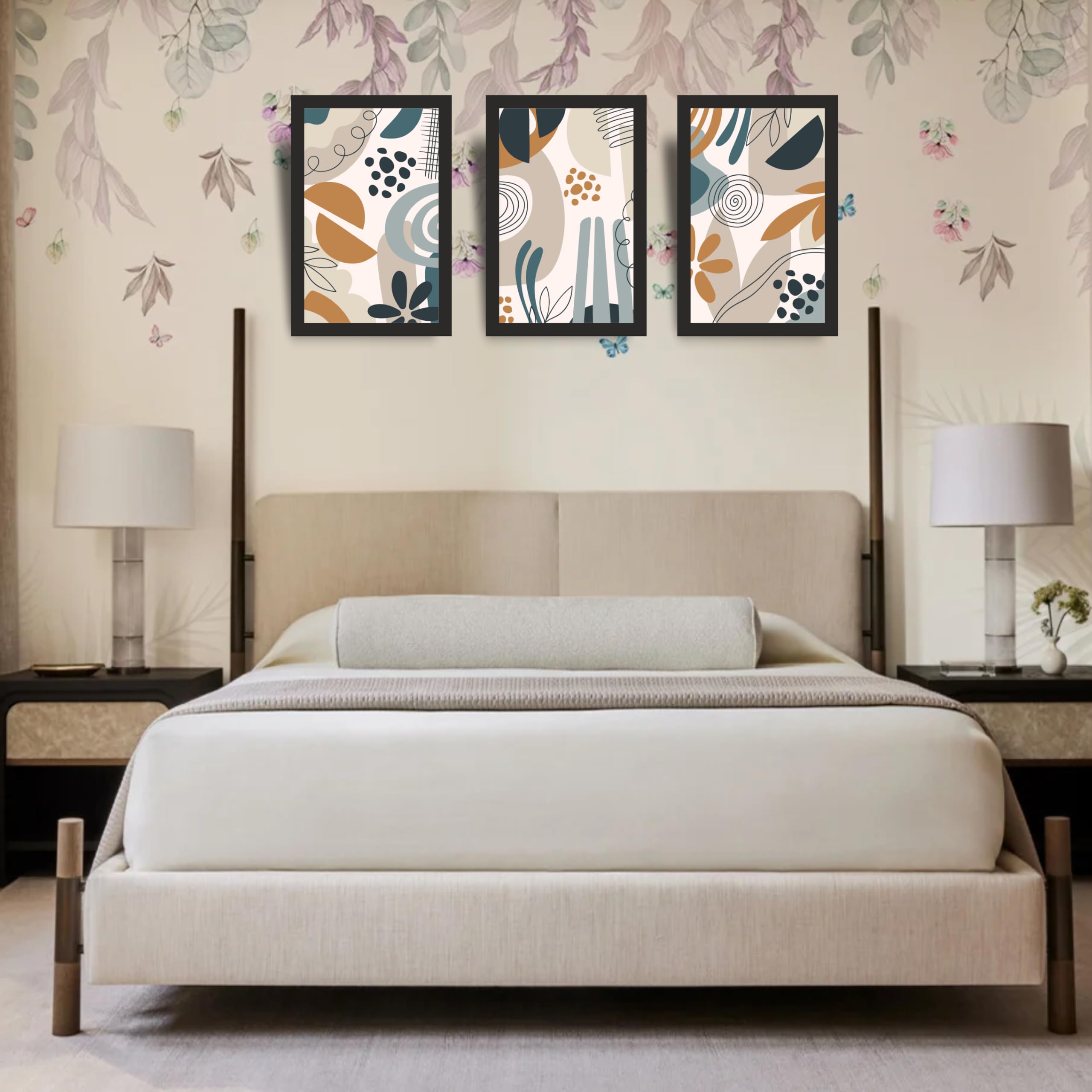 Scandinavian Abstract Wall Art Set of 3 Frames