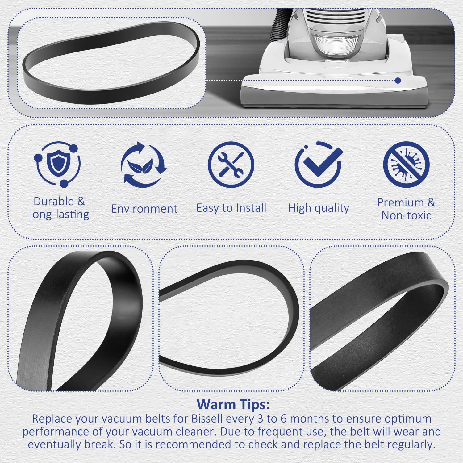 MaxLLTo Replacement B014-0714 Vacuum Belt for Fuller and Carpet Pro FBP-HD1T CPU1T FBP-HD2T CPU1T for Simplicity 5000 7000 for Riccar 2000 4000 R20 R20E R20D Vacuum Models