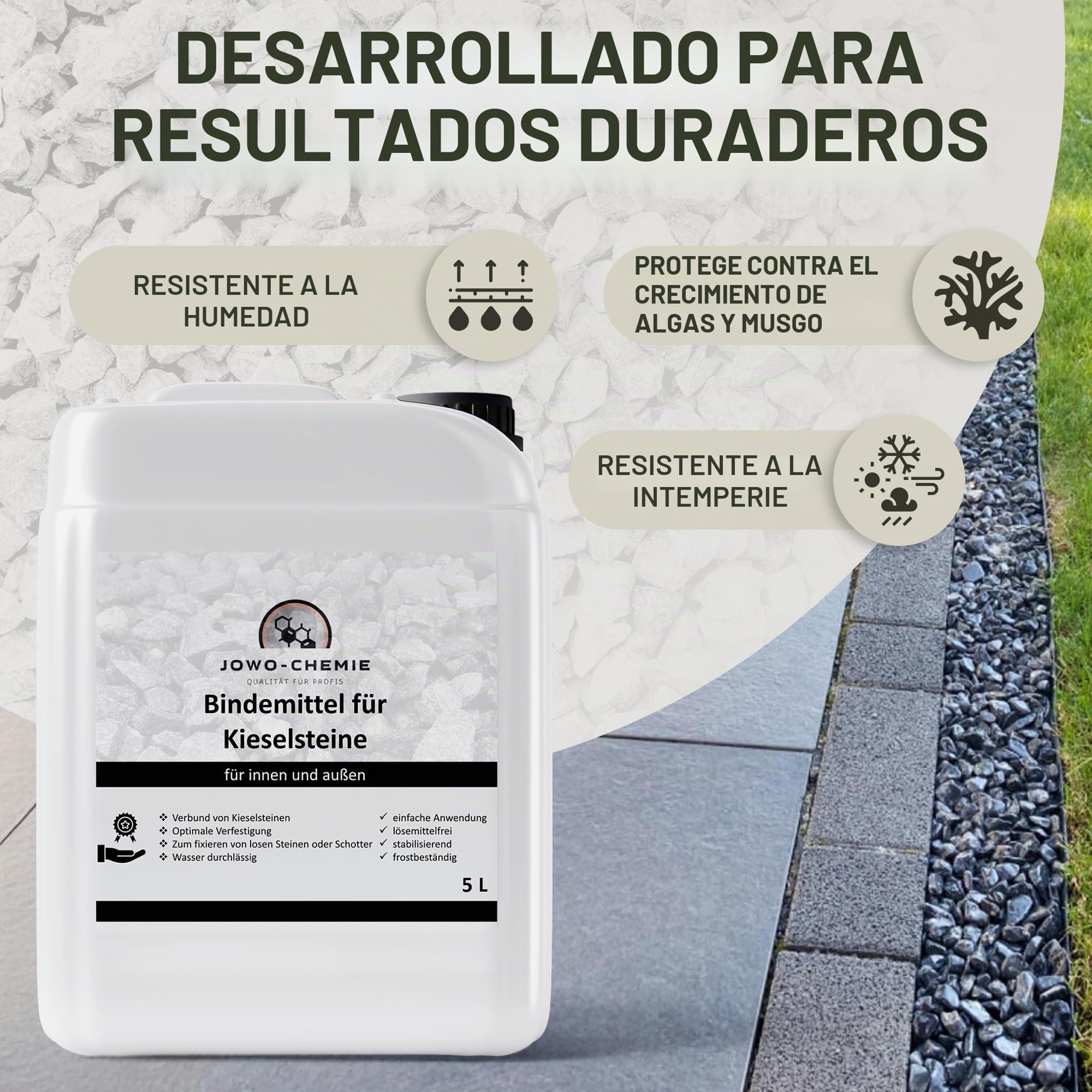 Aglutinante para grava (10 l) – Aglutinante para grava/grava de todo tipo, aglutinante de mantillo – Camino de jardín – Camino de piedra (10 l)