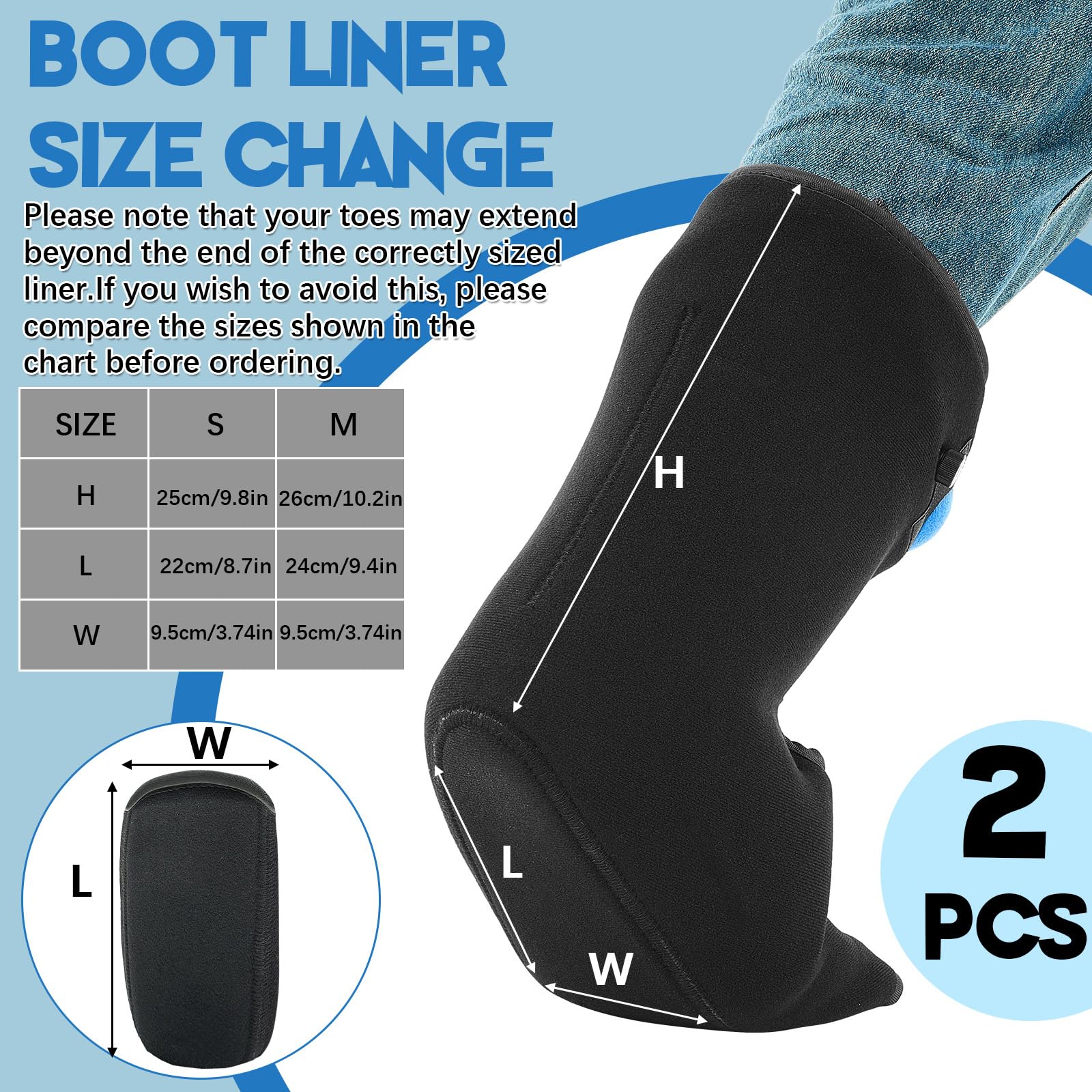 Geiserailie 2 pezzi Short Air Cam Walking Boot caviglia liner di ricambio per lesioni al piede slogato medico Walker Liner per piedi sinistro destro (M, nero)