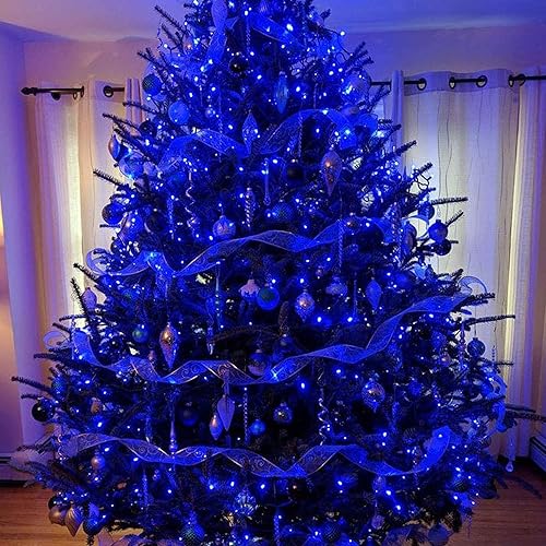 Miniatura 4 de Dazzle Bright Guirnalda de 100 luces LED de Navidad de 33 pies para interiores y exteriores, impermeable, luces azules de Navidad con cable verde,