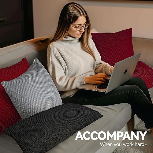 Miniatura 3 de Juego de 2 fundas de cojín lumbar de pana suave y decorativas de 12 x 20 pulgadas, patrón de rayas para decoración del hogar, sofá, sala de estar y