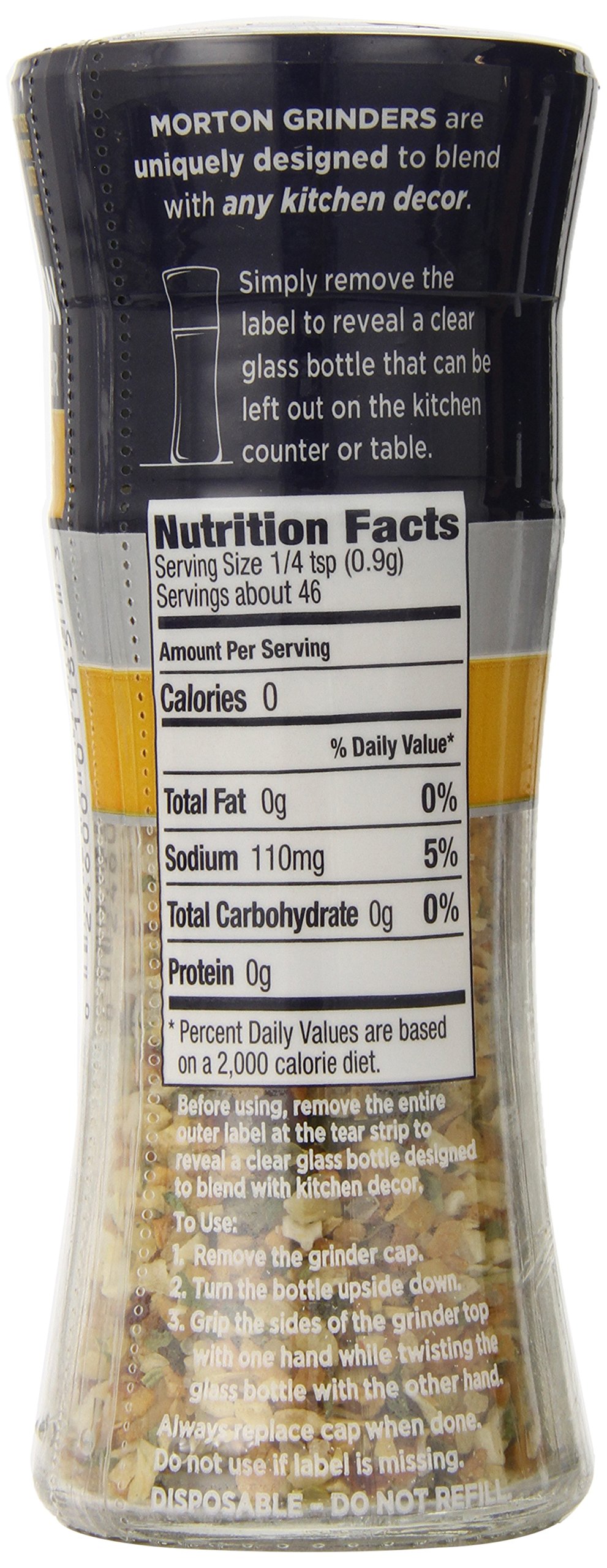 MORTON Roasted Garlic Sea Salt Grinder, Spice Dispenser, Roasted Garlic Grinder, Ideal for