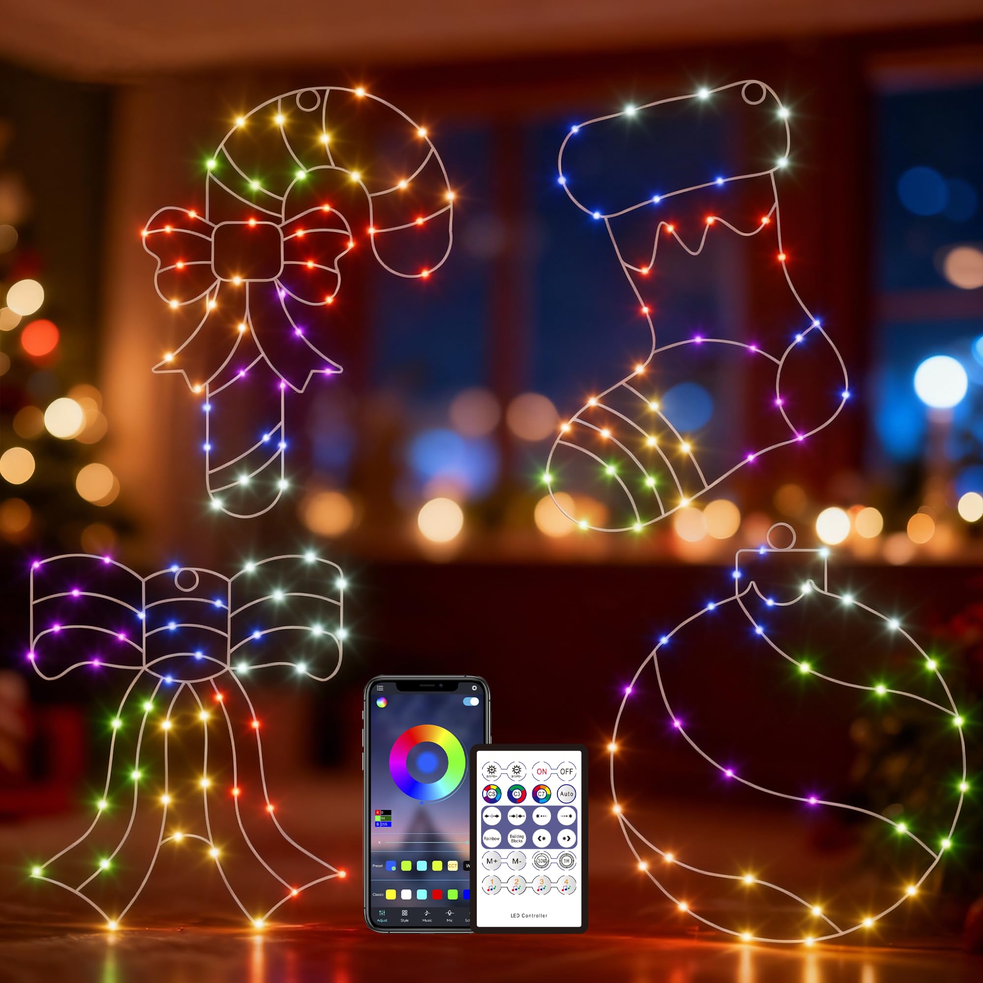 Photo 1 of Beatineon 4 Pack Christmas Window Silhouette Lights RGB