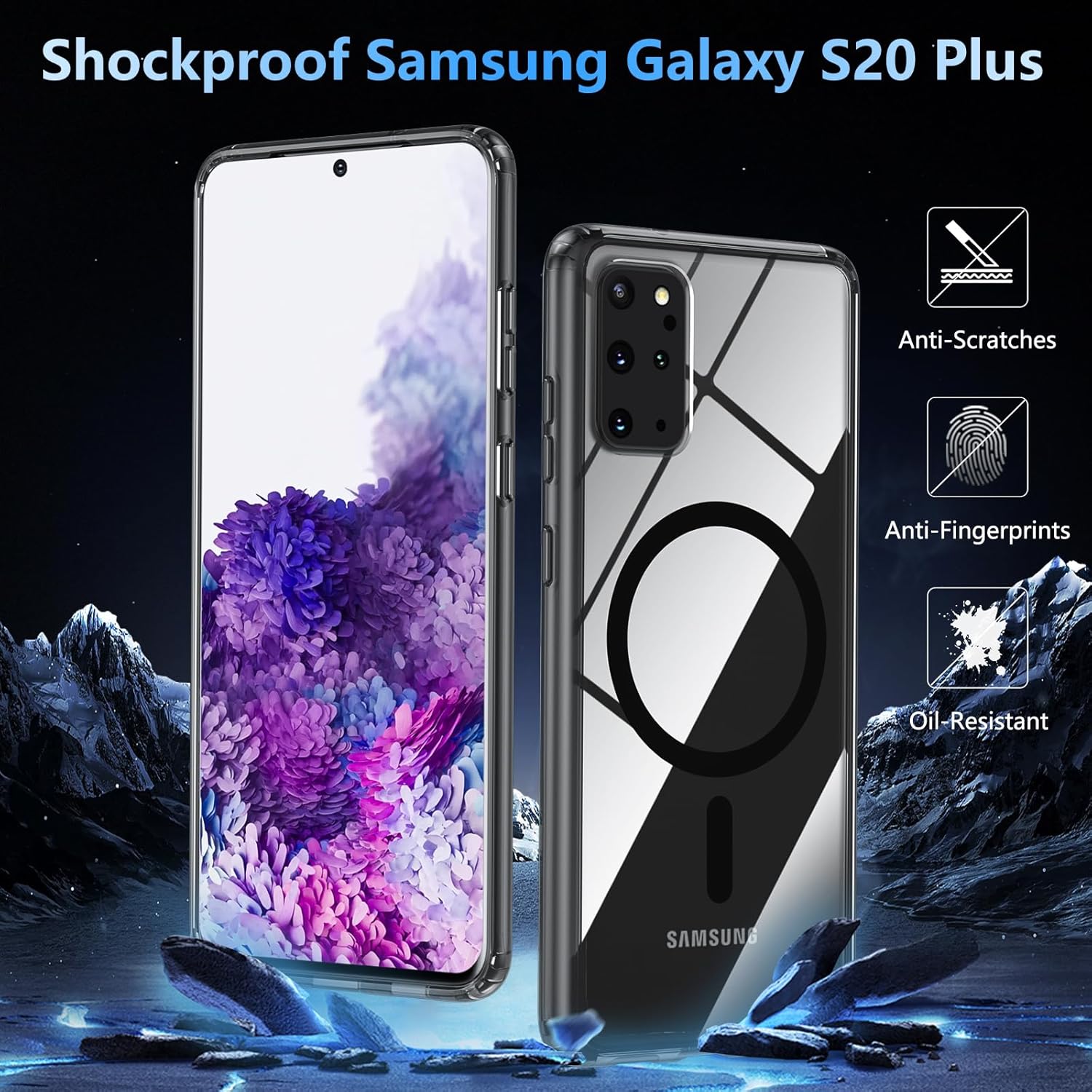 OWKEY Case for Samsung Galaxy S20 Plus,Magnetic Galaxy S20+ Phone Case [Compatible with MagSafe] Anti-Fingerprint Translucent Shockproof Protective Case for Samsung S20 Plus (Black) thumbnail