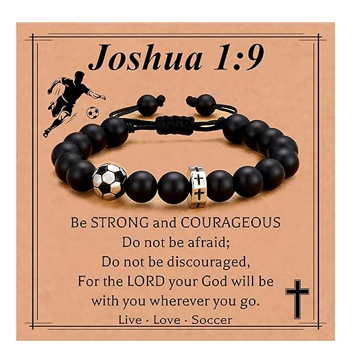 Baseball/Basketball/Football/Soccer Bracelet for Boys Cross Beaded Bracelet Gifts for Son Grandson Players Team Fan Friends,First Communion Christian Graduation Gifts for Teens Boys