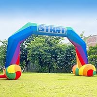 Vista 5 de Línea de meta inflable del arco iris del comienzo los 20ft con el ventilador de 240W, arco inflable al aire libre para el comercio publicitario