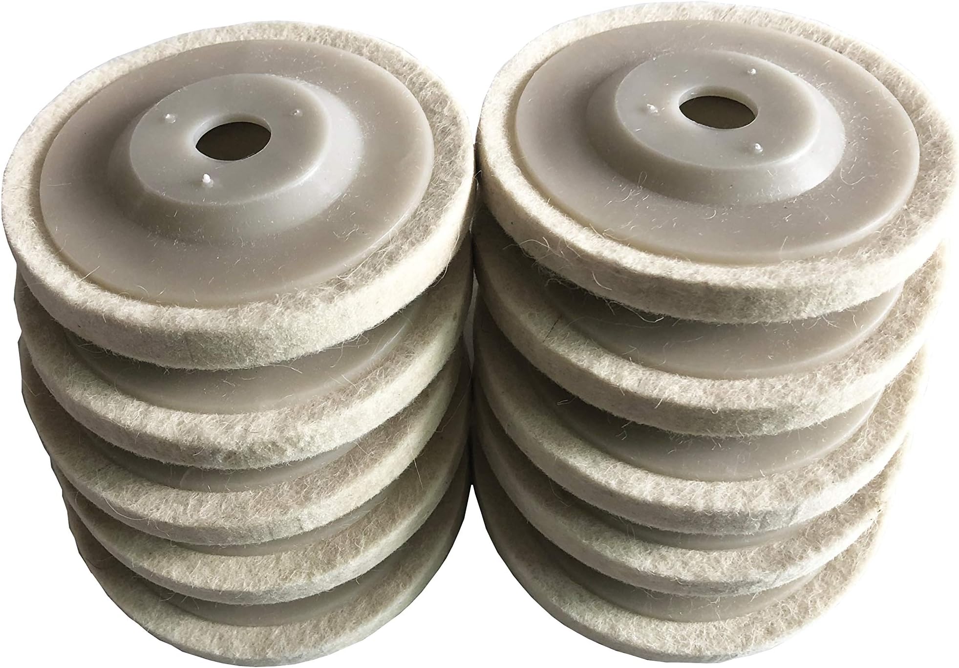 GooMeng 10pcs 4'' 100mm Wool Polishing Buffing Wheel Pad Bore, Round Polishing Wheel Felt Buffer Disc Tool