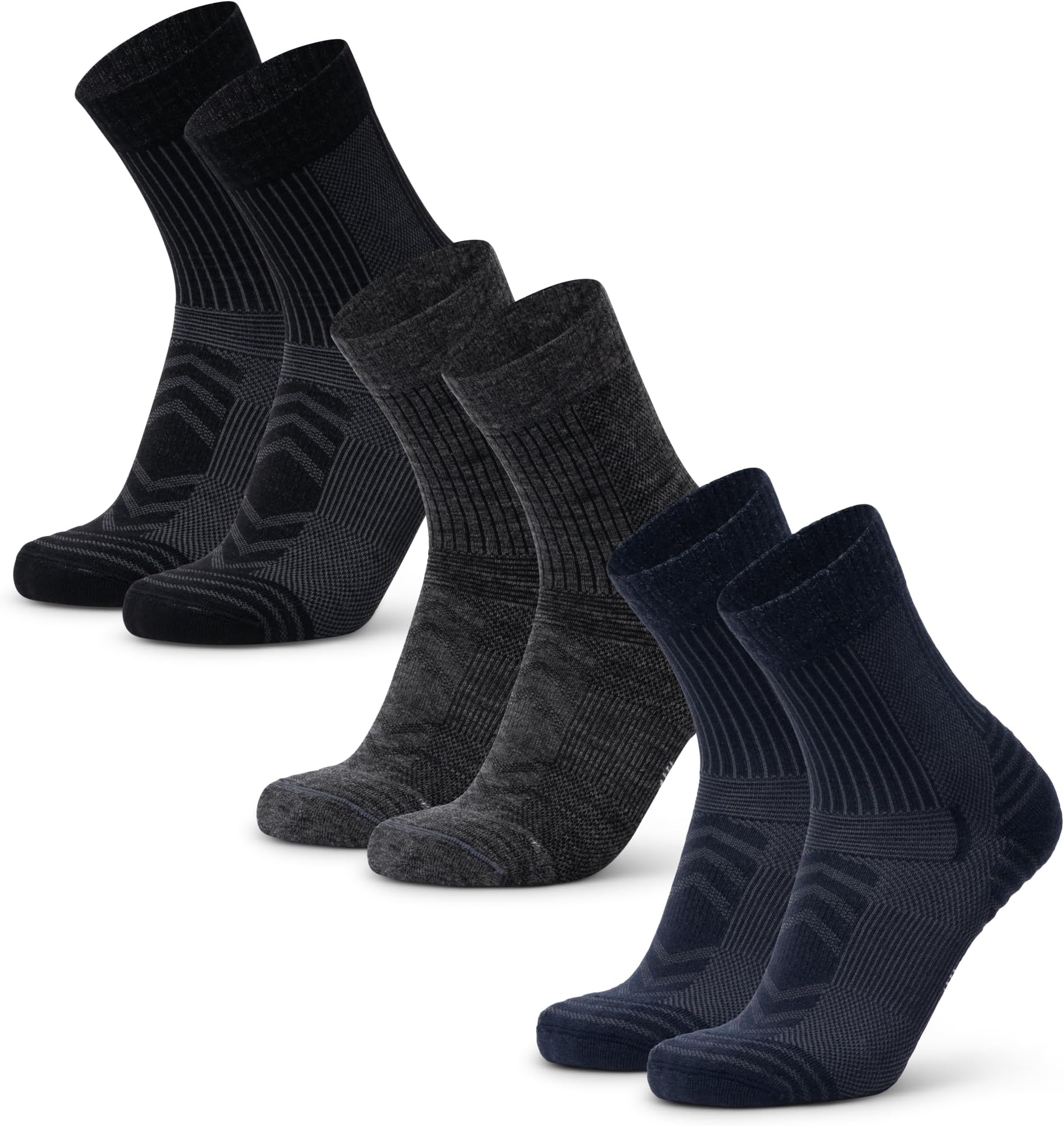 Mens Womens Lightweight Merino Wool Hiking Socks Anti Blister 3 Pairs