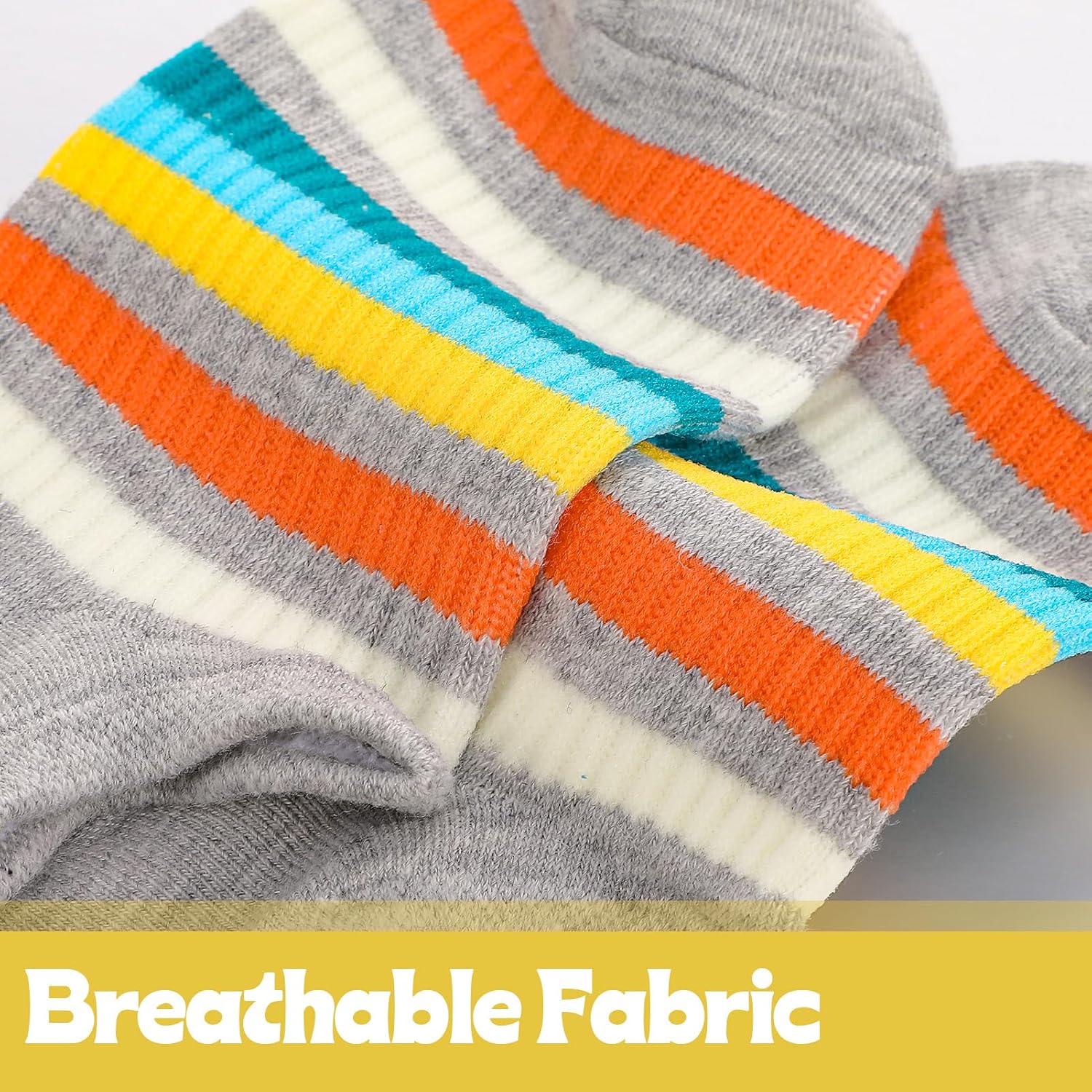7 Pairs Fashion Striped Ankle Socks for Women No Show Socks Teen Girls Cute Colorful Casual Cotton Tube Sock for Sport Going out