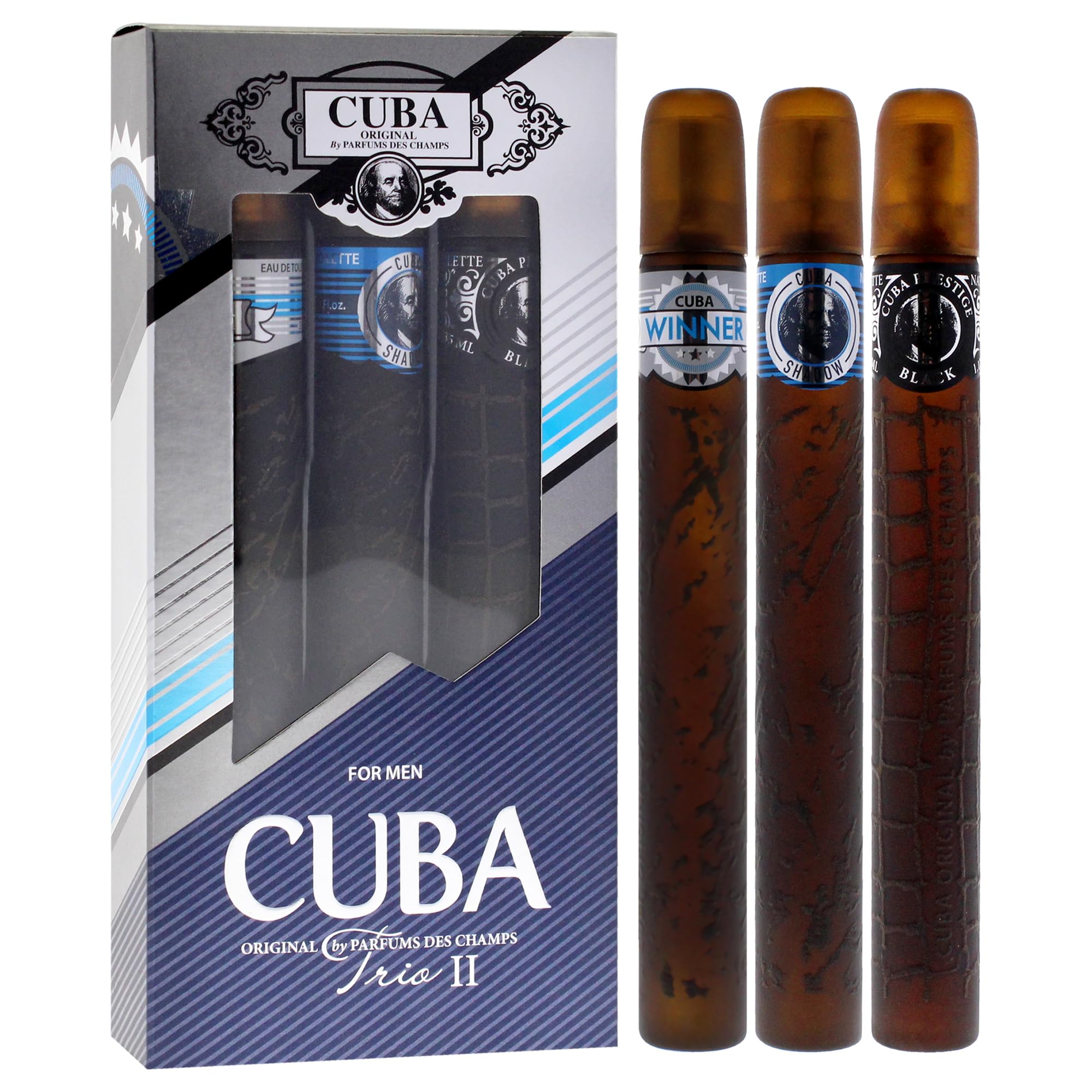 Cuba Set regalo profumo da uomo: Winner, Shadow, Prestige Black, 3 pezzi EDP spray da 33,2 g