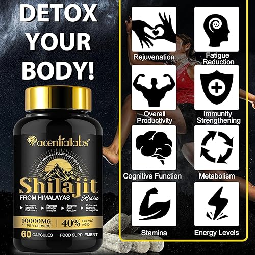 Miniatura 4 de 60 cápsulas orgánicas de Shilajit  Suplemento dietético de resina Shilajit pura del Himalaya para apoyo inmunológico y aumento de energía (60)