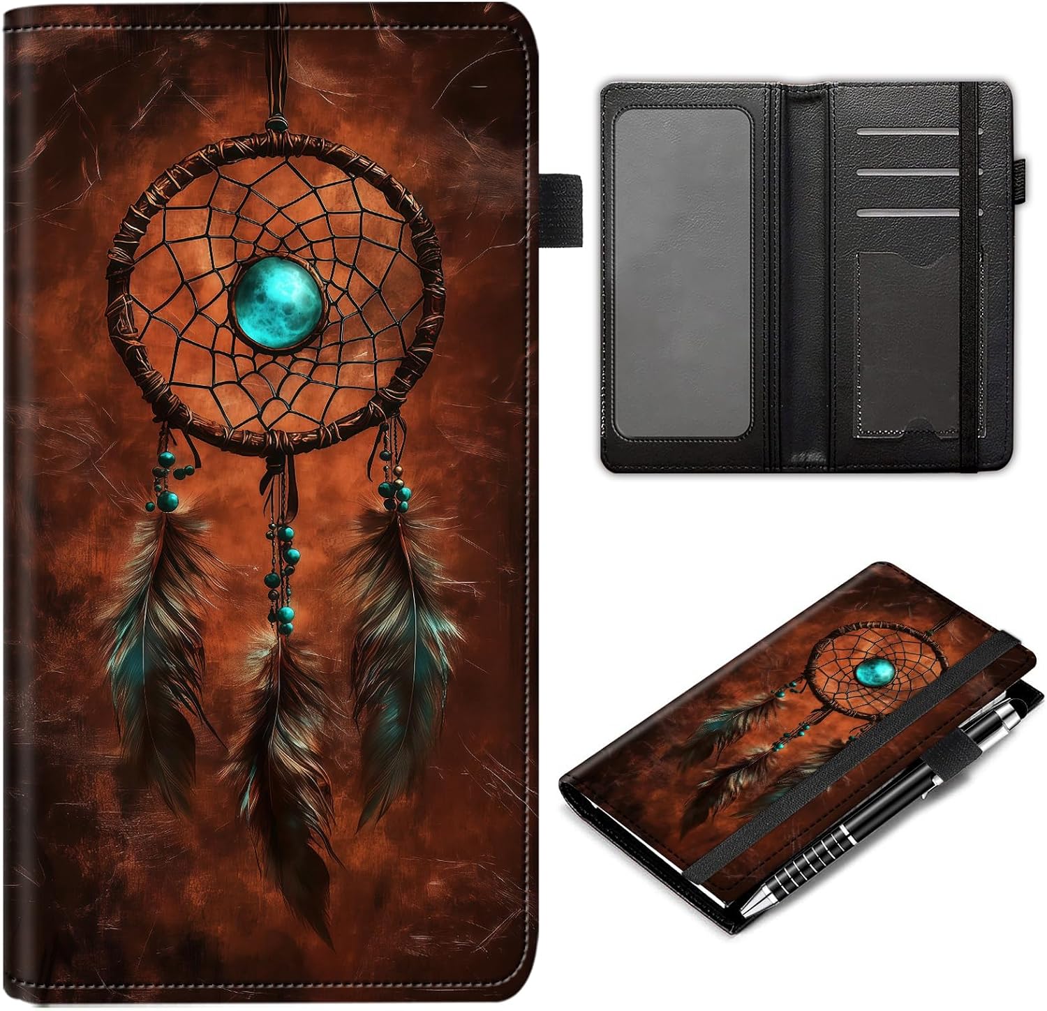 Leather Checkbook Wallet, RFID Blocking Pen Holder Large Compartment for Cash Checkbook Compartment Card Slot for Checkbook Holder Checkbook Cover, Cute Black Cat And Orange Cat