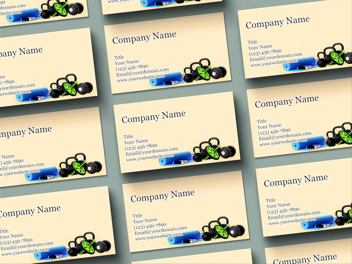 Personalized Business Cards - 3.5" x 2" - Thick Sturdy Cards - Made in the U.S.A. - Great for Gyms, Personal Trainers, Yoga, Fitness, Coaching, and More! (Excecise Equipment)